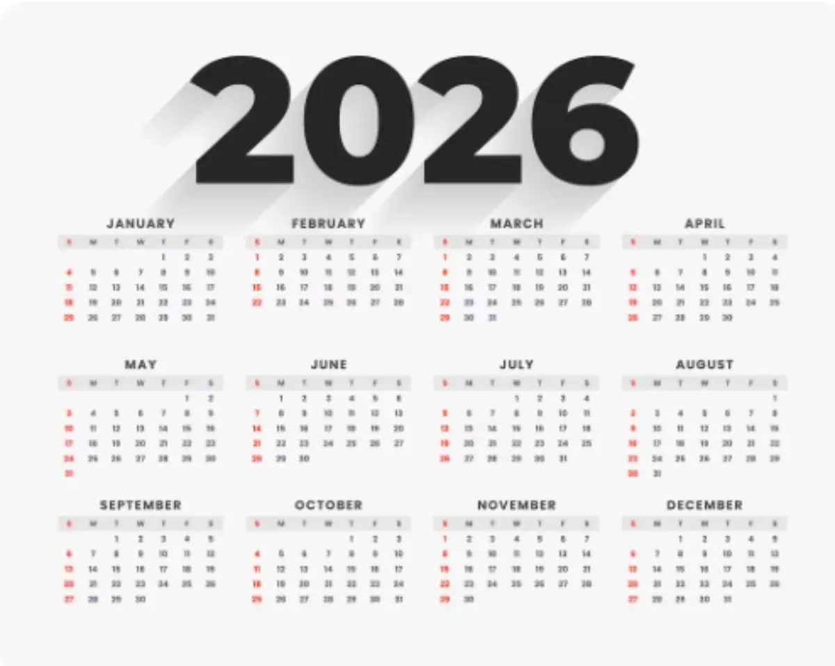 Ilustrasi kalender tahun 2026