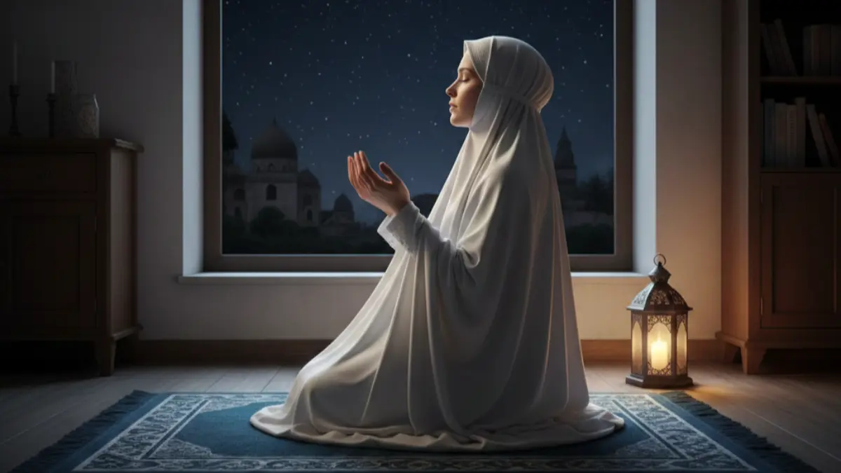Ilustrasi umat Islam sedang berdoa pada malam 1 Rajab