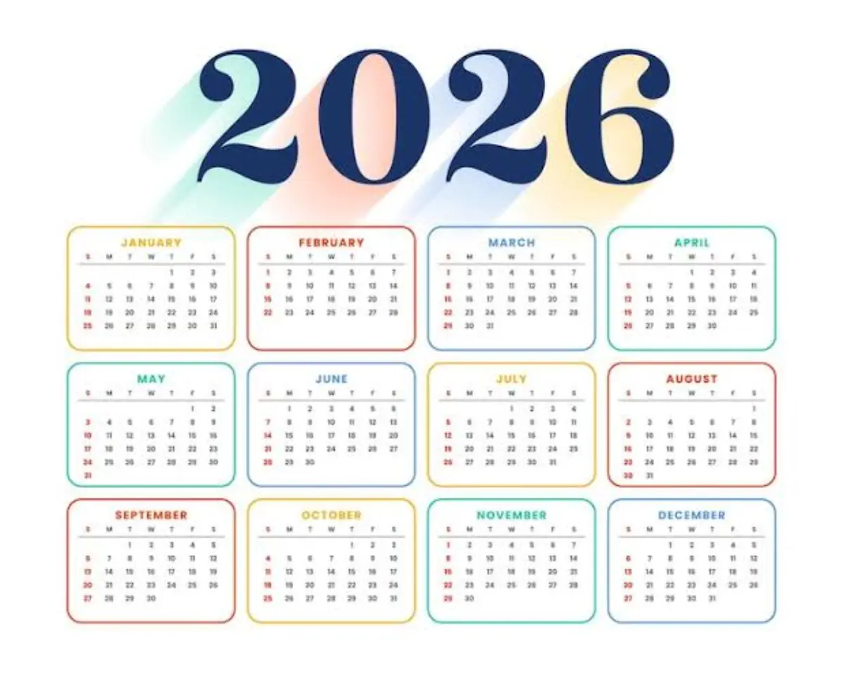 Kalender libur nasional dan cuti bersama 2026, menunjukkan tanggal libur tahun baru dan rangkaian libur resmi.