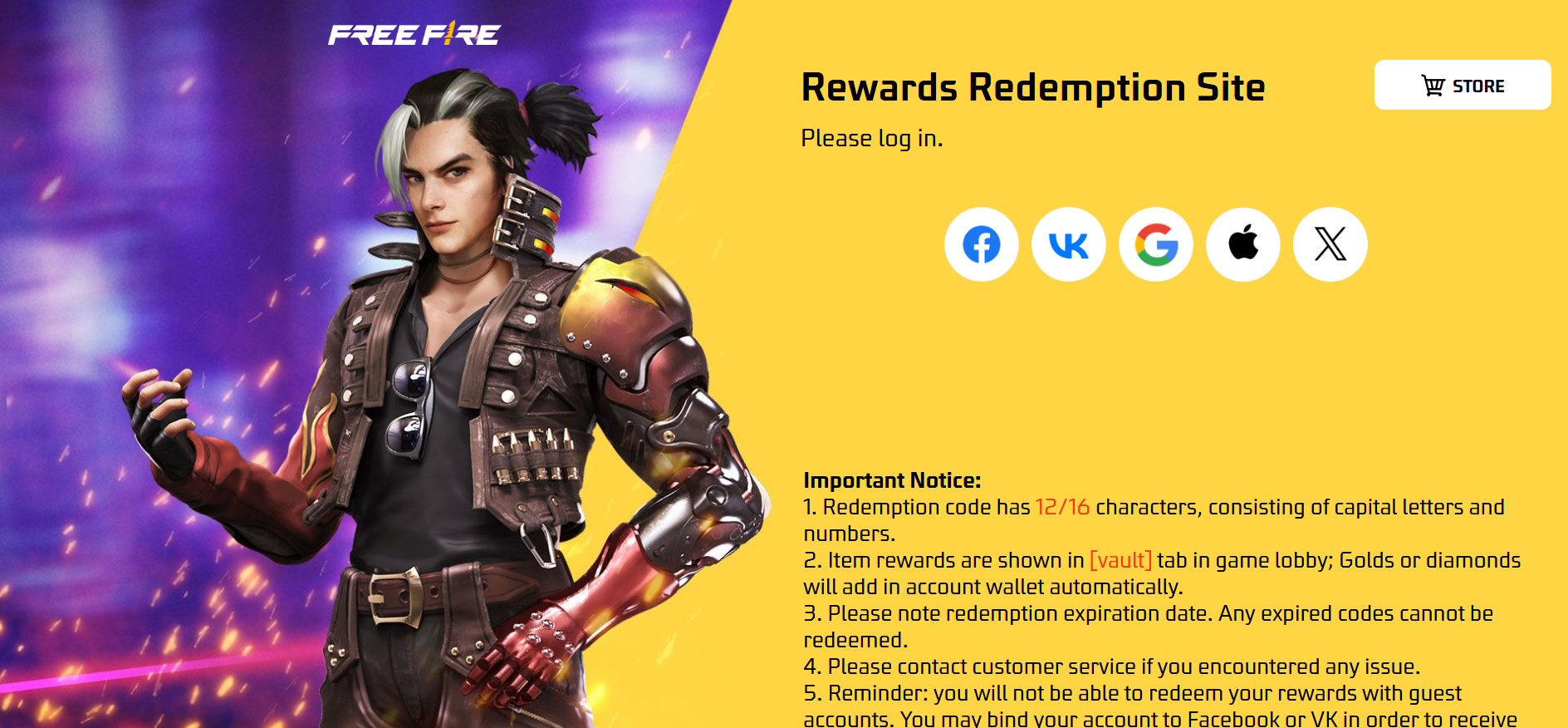 kode redeem free fire terbaru