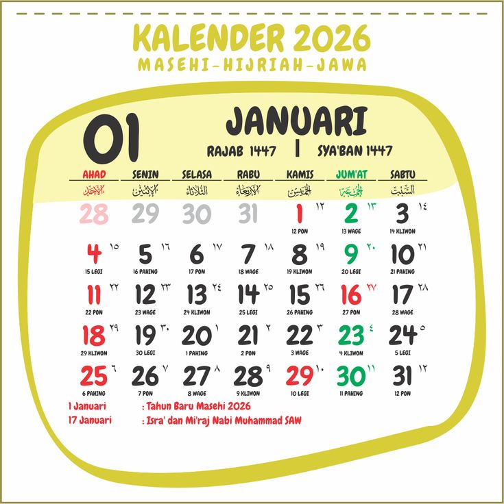 long weekend Januari 2026