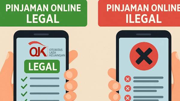Ilustrasi perbandingan pinjol legal dan ilegal