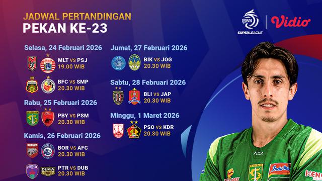 BRI Super League Musim 2025/26, kompetisi sepak bola kasta tertinggi di Indonesia, akan memulai pekan ke-23 dengan beban fisik dan strategis yang signifikan. Mulai Selasa 24 Februari 1926 hingga Minggu 1 Maret 1926, beberapa pertandingan penting dimainkan. Bhayangkara FC dan Dewa United dijadwalkan bermain dua pertandingan sekaligus pekan ini. Diprediksi bahwa rotasi pemain akan sangat penting bagi pelatih untuk mempertahankan kepercayaan diri mereka di papan klasemen. Selain itu, para penggemar sepak bola nasional pasti akan menyaksikan pertandingan klasik antara Persebaya Surabaya dan PSM Makassar di Gelora Bung Tomo, serta pertandingan besar antara Persib Bandung dan Madura United. Foto: bola.com - mimbarjumat.com
