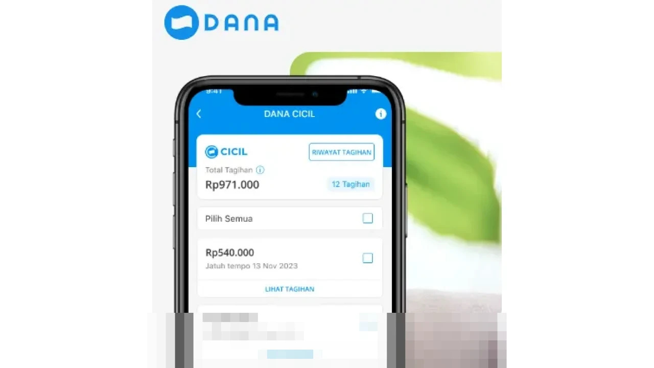 Tangkapan layar antarmuka aplikasi DANA Cicil